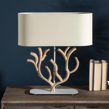 Estila Koloniálna drevená stolná lampa Pure Nature s béžovým tienidlom 58cm obrázok