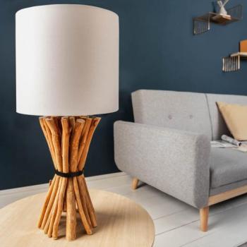Estila Koloniálna stolná lampa Euphoria z dreva s béžovým tienidlom 56cm obrázok