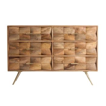 Estila Komoda Duran z brestového dreva v hnedo zlatej farbe 120cm obrázok