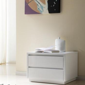 Estila Lesklý moderný nočný stolík Napoleone 40cm biely obrázok