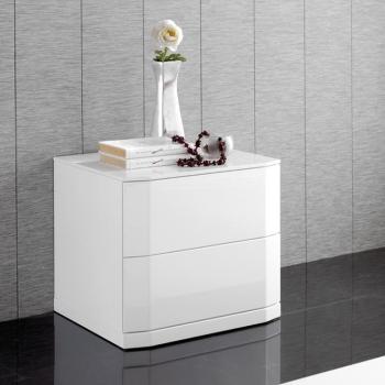 Estila Lesklý moderný nočný stolík Napoleone 46cm biely obrázok