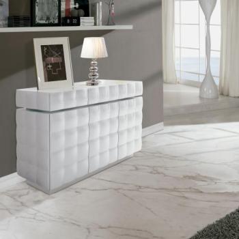 Estila Lesklý moderný príborník Donato v bielej farbe 140cm s dvierkami obrázok