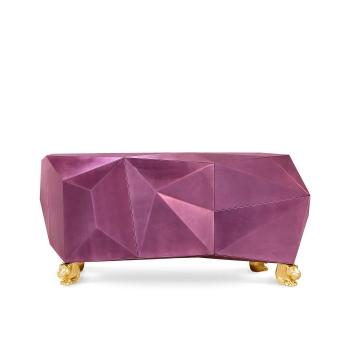 Estila Luxusná ametystovo fialová art-deco komoda z masívneho dreva s pozlatenými nožičkami v tvare tigra Diamond Amethyst 185cm obrázok
