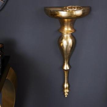 Estila Luxusná antická nástenná konzola Persephone v zlatom prevedení z kovu s ozdobnou konštrukciou 25cm obrázok