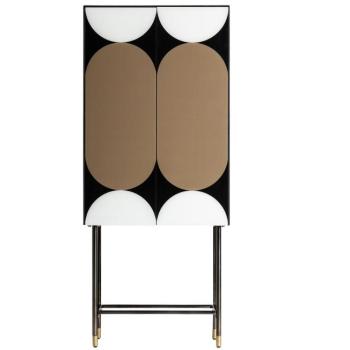 Estila Luxusná art-deco barová skrinka Hannes z kovu a dreva s dizajnovým trojfarebným vzorom 163cm obrázok