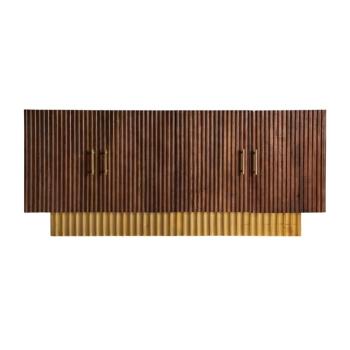 Estila Luxusná art-deco komoda do spálne Mesia z masívu na podstave v zlatej farbe 183cm obrázok