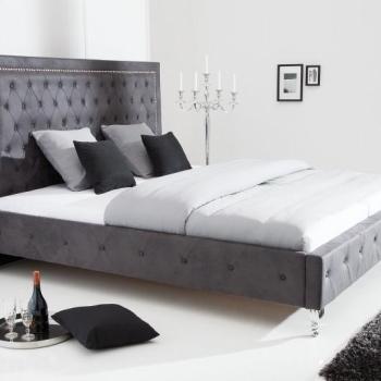 Estila Luxusná chesterfield manželská posteľ Caledonia s tmavosivým zamatovým poťahom 180x200cm obrázok