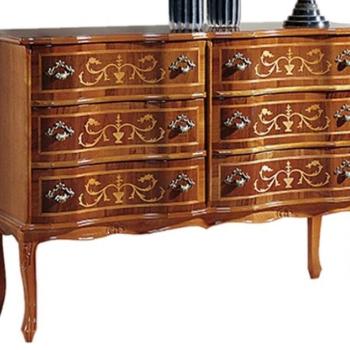 Estila Luxusná rustikálna komoda Clasica z masívneho dreva so štestimi zásuvkami s ornamentálnym zdobením 110cm obrázok