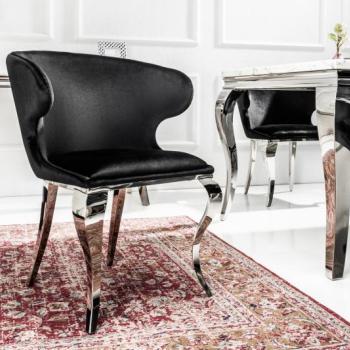 Estila Luxusná stolička Modern Barock II zamatová čierna 79cm obrázok