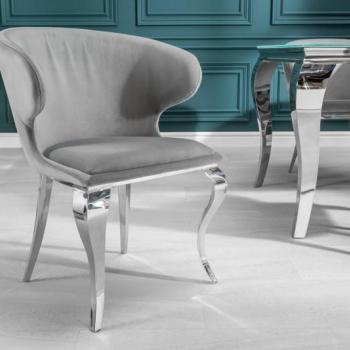 Estila Luxusná stolička Modern Barock II zamatová sivá 79cm obrázok