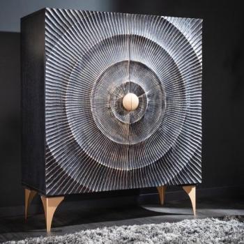Estila Luxusná vysoká komoda Cumbria zdobená ornamentmi z masívneho mangového dreva v art deco štýle 120cm obrázok