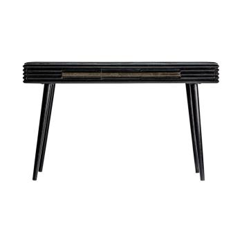 Estila Luxusný art-deco konzolový stolík Plissé Nero z čierneho masívneho dreva s vrchnou doskou z mramoru 144cm obrázok