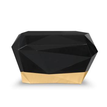 Estila Luxusný čierny nočný stolík v štýle art-deco z lakovaného masívneho dreva s pozlátenou základňou 77 cm obrázok