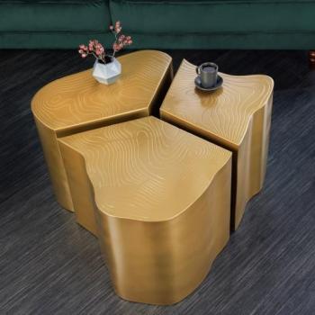 Estila Luxusný glamour konferenčný stolík Altera organických tvarov z kovu v mosadznom prevedení 80cm obrázok