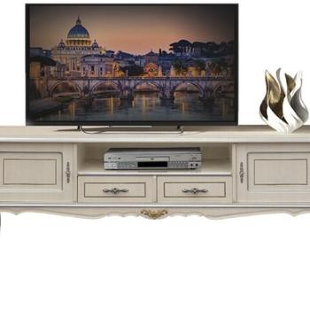 Estila Luxusný klasický TV stolík Clasica z dreveného masívu s vyrezávanou výzdobou a úložným priestorom na chippendale nožičkách 184cm obrázok