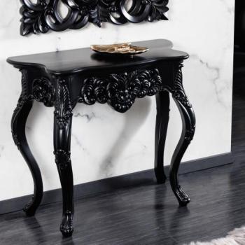 Estila Luxusný konzolový stolík Muriel v barokovom štýle čiernej farby s ornamentálnym vyrezávaním 85cm obrázok