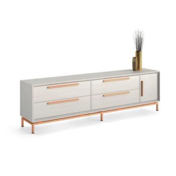 Estila Luxusný masívny TV stolík Estoril so zásuvkami a dvierkami na nožičkách 233cm obrázok