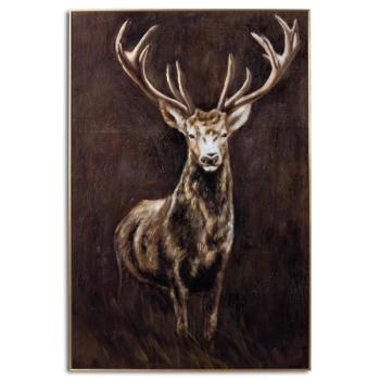 Estila Luxusný zasklený obraz Royal Stag v zlatom ráme 150x100 obrázok