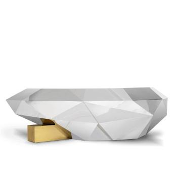 Estila Luxusný zrkadlový konferenčný stolík z masívneho dreva a nehrdzavejúcej ocele Diamond 150 cm obrázok