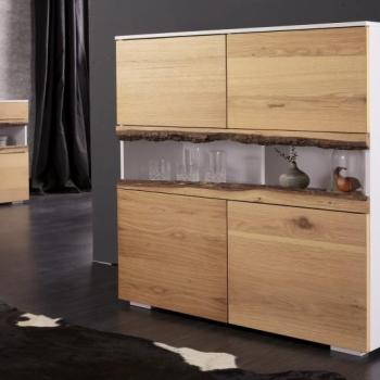 Estila Masívna vysoká biela komoda Lush Oak so štyrmi dubovým dvierkami 100cm obrázok