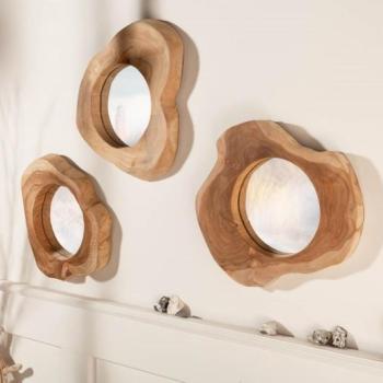 Estila Masívne asymetrické nástenné zrkadlo Teak Root z teakového dreva 41cm obrázok