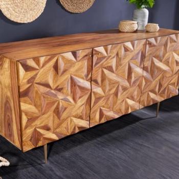 Estila Masívny art deco príborník Sovoy z palisandrového dreva prírodnej hnedej farby so zlatými nožičkami 145cm obrázok