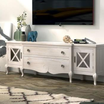 Estila Masívny elegantný TV stolík Volga s dvomi zásuvkami a dvomi dvierkami 197cm obrázok