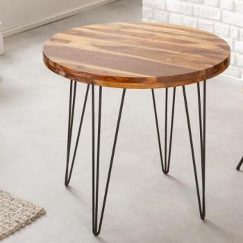 Estila Masívny kruhový jedálenský stôl Makassar z dreva sheesham hnedej farby 80cm obrázok