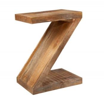 Estila Masívny príručný stolík Sheesham z mangového dreva v tvare písmena Z 45cm obrázok