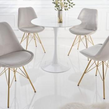 Estila Moderná art deco stolička Scandinavia so zlatou kovovou konštrukciou a sivým zamatovým poťahom 86cm obrázok