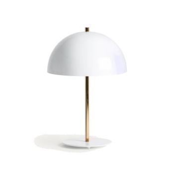 Estila Moderná art deco stolná lampa Ragazzia z kovu zlatej farby s bielym poloblúkovitým tienidlom 59cm obrázok