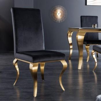 Estila Moderná baroková jedálenská stolička Gold Barock s cabriole nohami zlatá / čierna 104cm obrázok