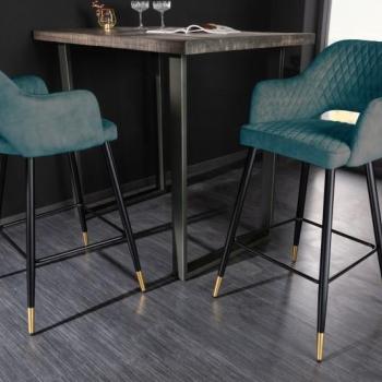 Estila Moderná barová stolička Decora zamatová petrolejovo zelená 104cm obrázok