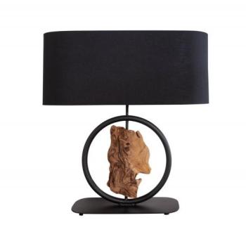 Estila Moderná čierna stolná lampa Elements s drevenými prvkami 58cm obrázok
