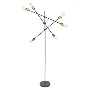 Estila Moderná čierno-zlatá stojaca lampa Elke s otočnými ramenami 163cm obrázok