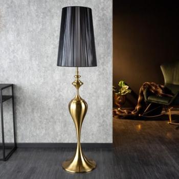 Estila Moderná dizajnová stojaca lampa Lucie v zlatom prevedení z kovu s čiernym tienidlom 160cm obrázok