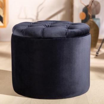 Estila Moderná dizajnová taburetka Modern Barock v tmavomodrej farbe s úložným priestorom 50cm obrázok