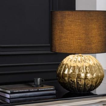 Estila Moderná glamour stolná lampa Redesia so zlatým kovovým stojanom a čiernym okrúhlym tienidlom 55cm obrázok