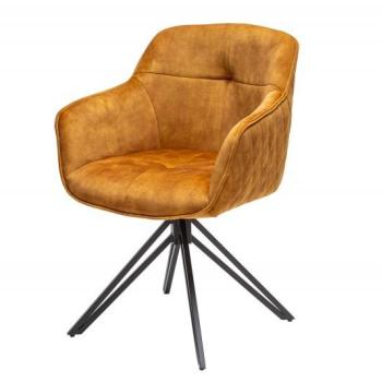 Estila Moderná horčicovožltá otočná stolička Marmol s čiernymi nohami 82cm obrázok