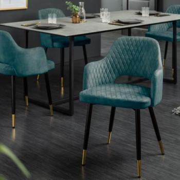Estila Moderná jedálenská stolička Decora petrolejovo modrá zamatová 81cm obrázok