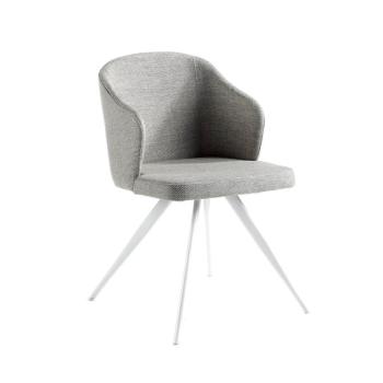 Estila Moderná jedálenská stolička Urbano čalúnená sivou látkou s nohami z bielej epoxidovej ocele 82cm obrázok
