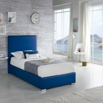 Estila Moderná kožená posteľ Piccolo s modrým poťahom 90-105cm obrázok