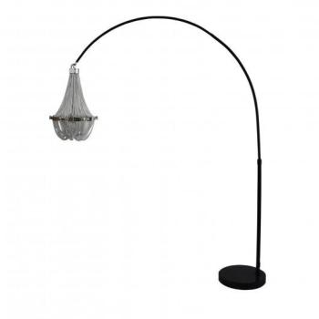 Estila Moderná stojaca lampa Lincoln z jemných kovových reťazí striebornej farby 189-204cm obrázok
