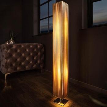 Estila Moderná stojaca lampa Paris s látkovým tienidlom zlatej farby 120cm obrázok
