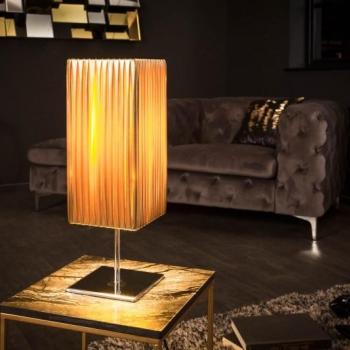 Estila Moderná stolná lampa Paris s látkovým tienidlom zlatej farby 43cm obrázok