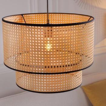Estila Moderná závesná lampa Citadel s okrúhlym tienidlom z viedenského výpletu svetlohnedej farby 153cm obrázok