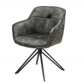 Estila Moderná zelená zamatová stolička Marmol s čiernymi nohami z kovu 82cm obrázok