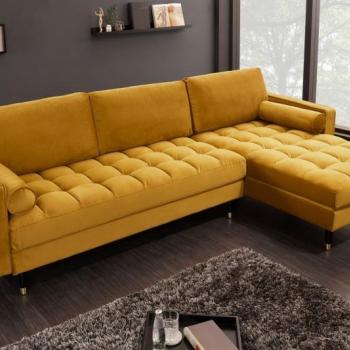 Estila Moderná žltá sedačka Velluto v tvare L na nožičkách 260cm obrázok