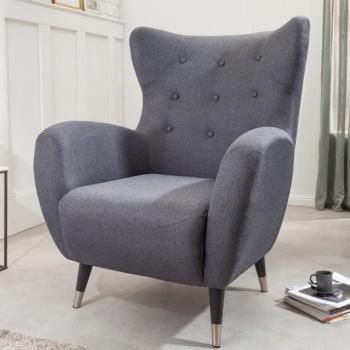 Estila Moderné dizajnové kreslo Bolte so sivým poťahom s chesterfield prešívaním 106cm obrázok