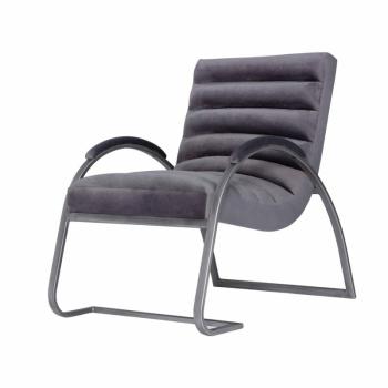 Estila Moderné kreslo Jetta v ergonomickom tvare so sivým čalúnením s kovovou konštrukciou 96cm obrázok